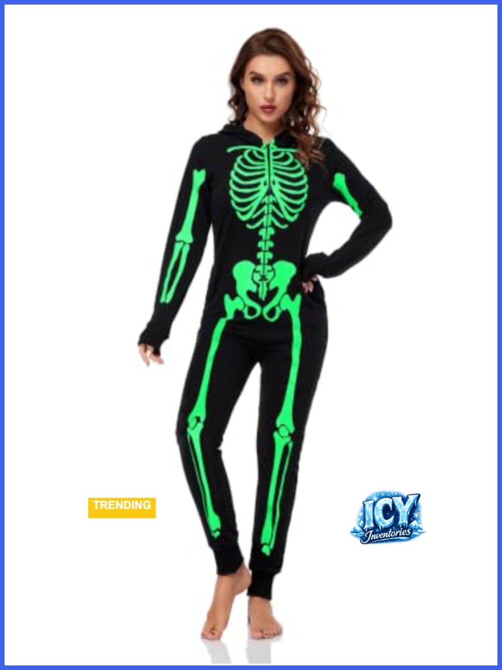 Glow in the Dark Skeleton Onesie Costume for Adults Halloween Jumpsuit